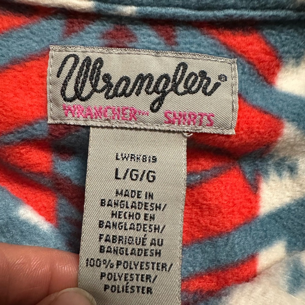Wrangler Wrancher Southwestern Fleece Shirt Women's L Cozy Aztek Cowboy Soft‎ - Picture 3 of 6